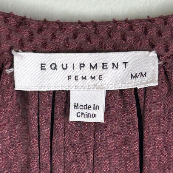 Equipment Femme Corbette Blouse in Aubergine Bis Silk Button Up Fil Coupe Top M - Picture 11 of 12